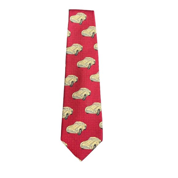 Robert Talbott Best of Class Car Pattern Red Silk Tie - Picture 1 of 6